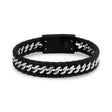 Pulsera de eslabones cubanos de cuero negro - Pulseras de cuero para hombre - The Steel Shop