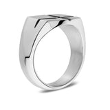 Crossfire Black Stone Signet Ring - Men Ring - The Steel Shop