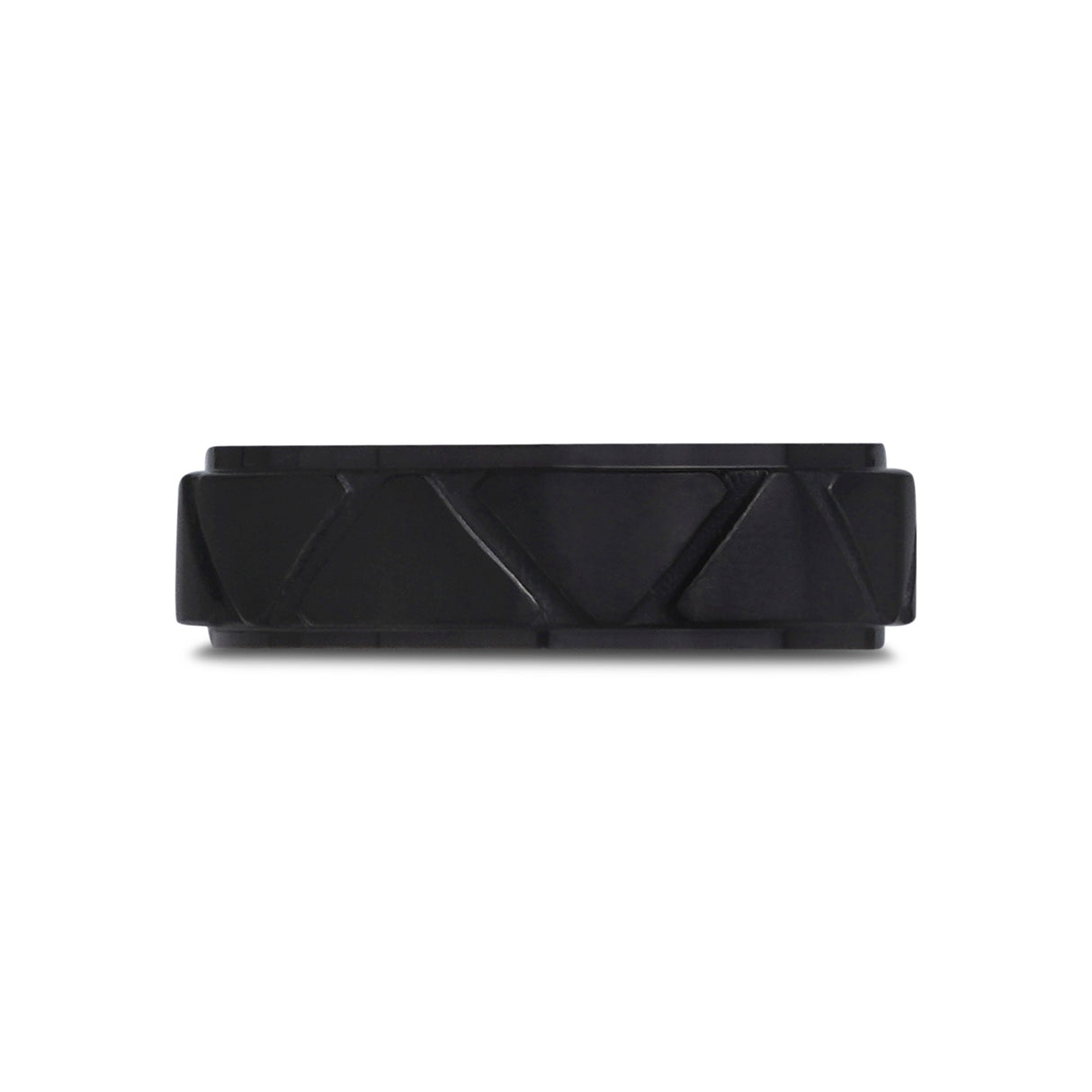 Anillo grabable de 6mm con diseño triangular y color negro