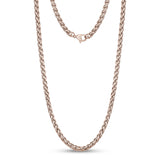 Collar para hombres - Collar de cadena de trigo Franco redondo de acero inoxidable de 4 mm de oro rosa