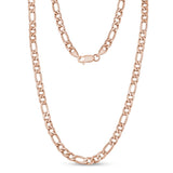 Collar para hombres - Collar de cadena de eslabones Figaro de acero inoxidable de 7 mm de oro rosa