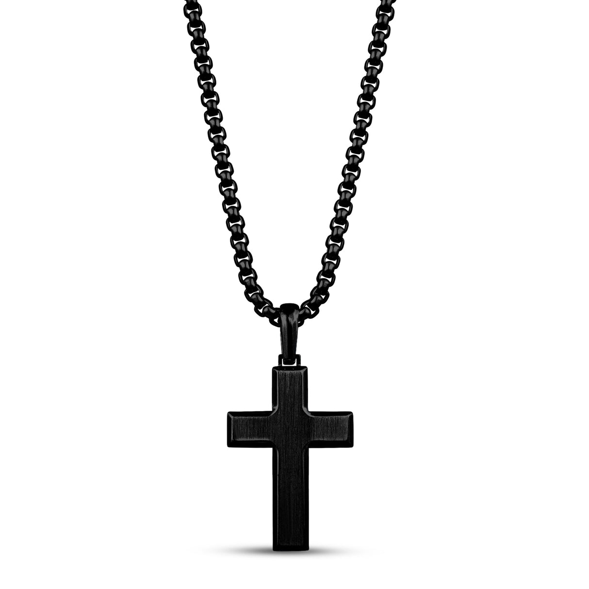 Colgante para hombre - Colgante de cruz grabable con borde biselado negro