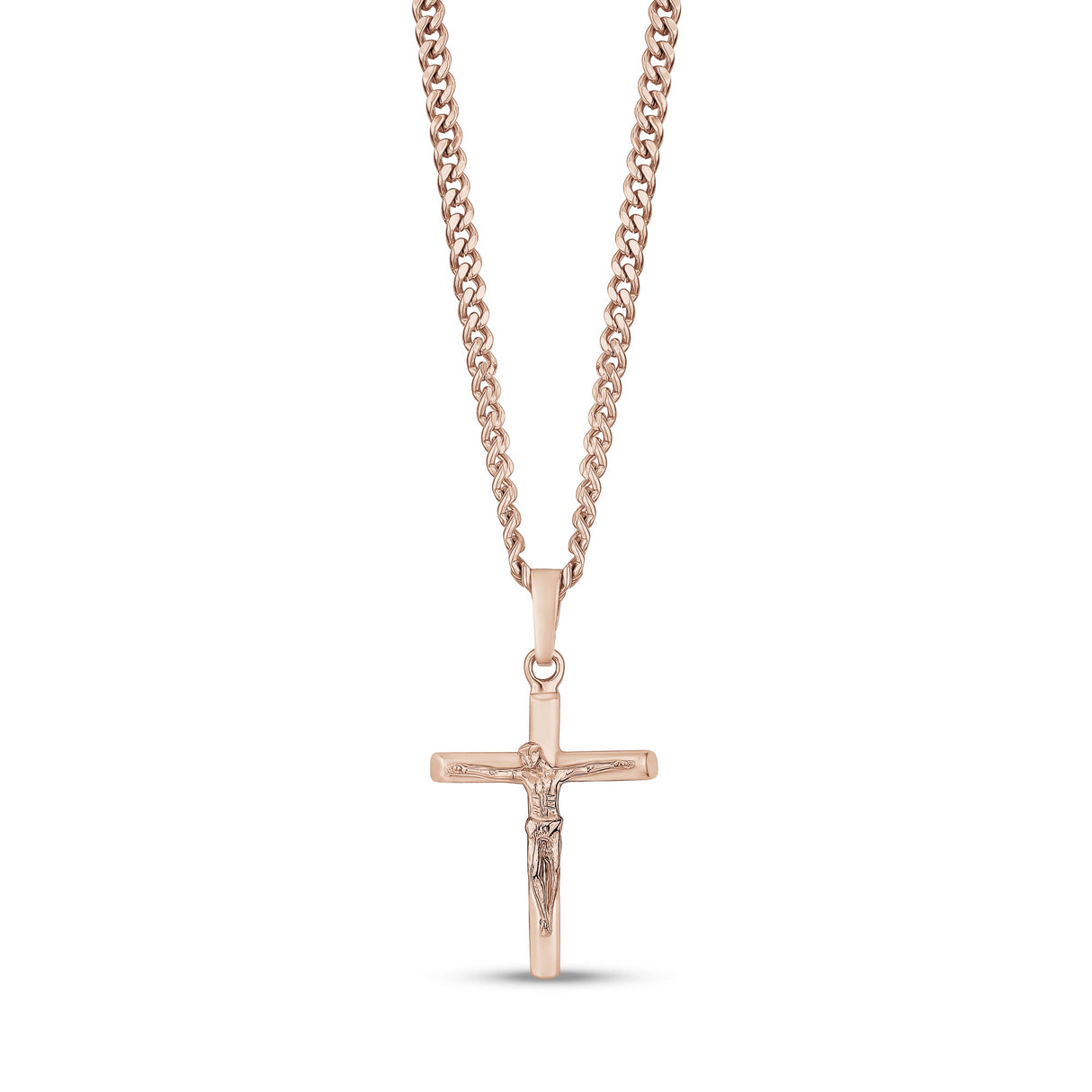 Colgante para hombre - Colgante de oro rosa con cruz de Jesús