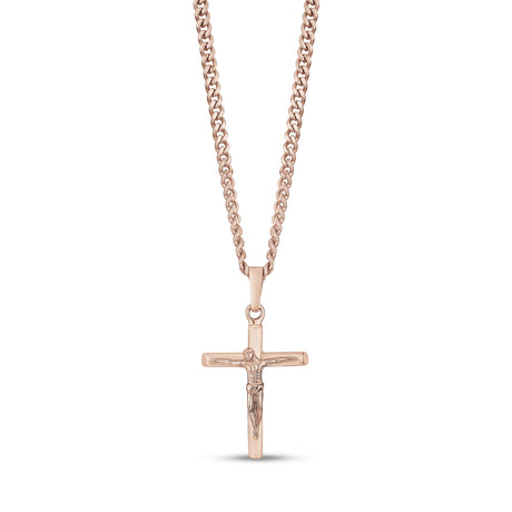 Colgante para hombre - Colgante de oro rosa con cruz de Jesús