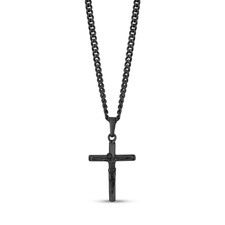Colgante para hombre - Colgante Cruz Crucifijo de acero negro