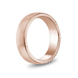 Anillo para hombres - Anillo de banda grabable de acero inoxidable de oro rosa mate de 6 mm