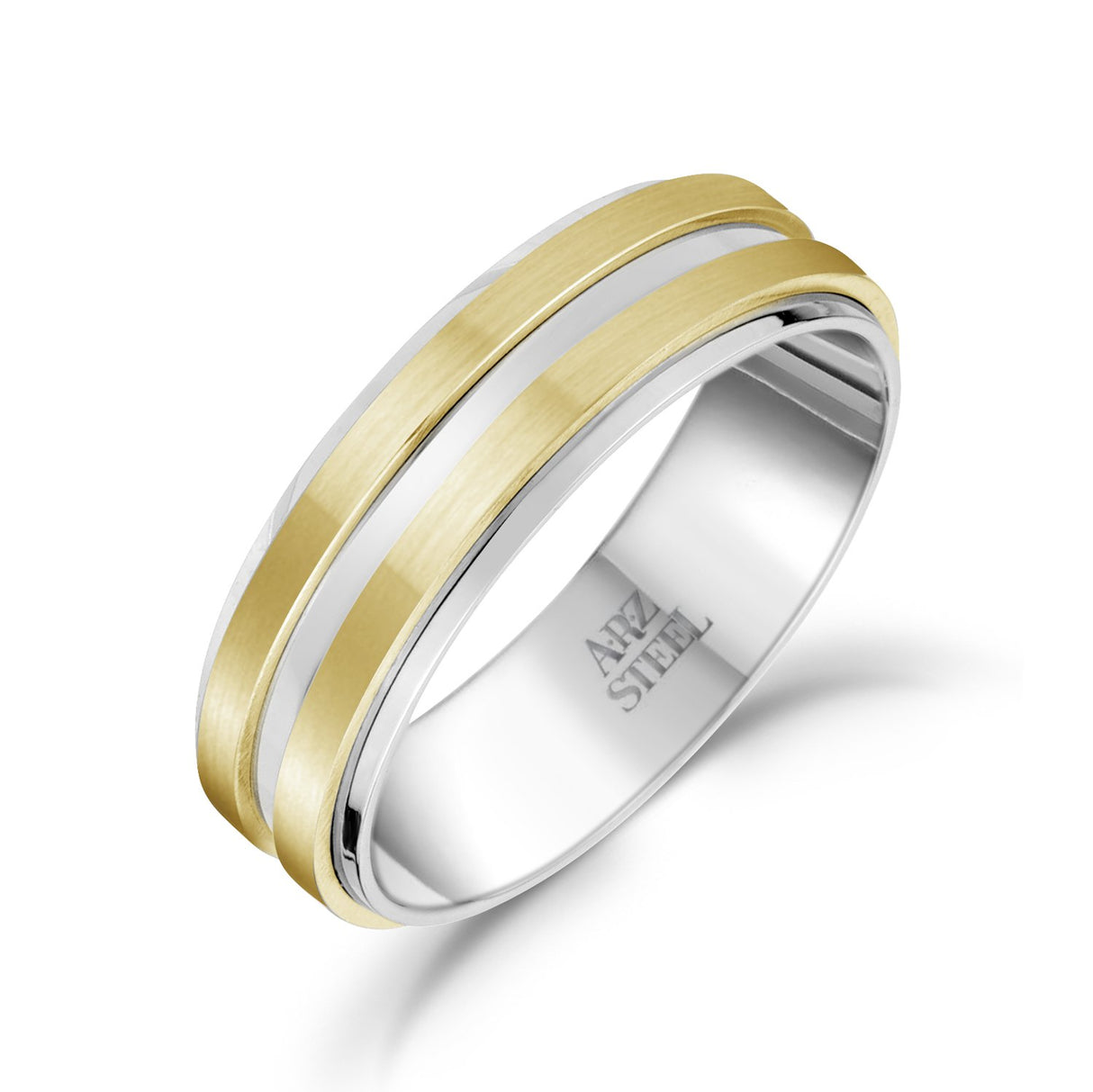 Anillo para hombres - Anillo de boda de acero inoxidable de 7 mm de oro - grabable
