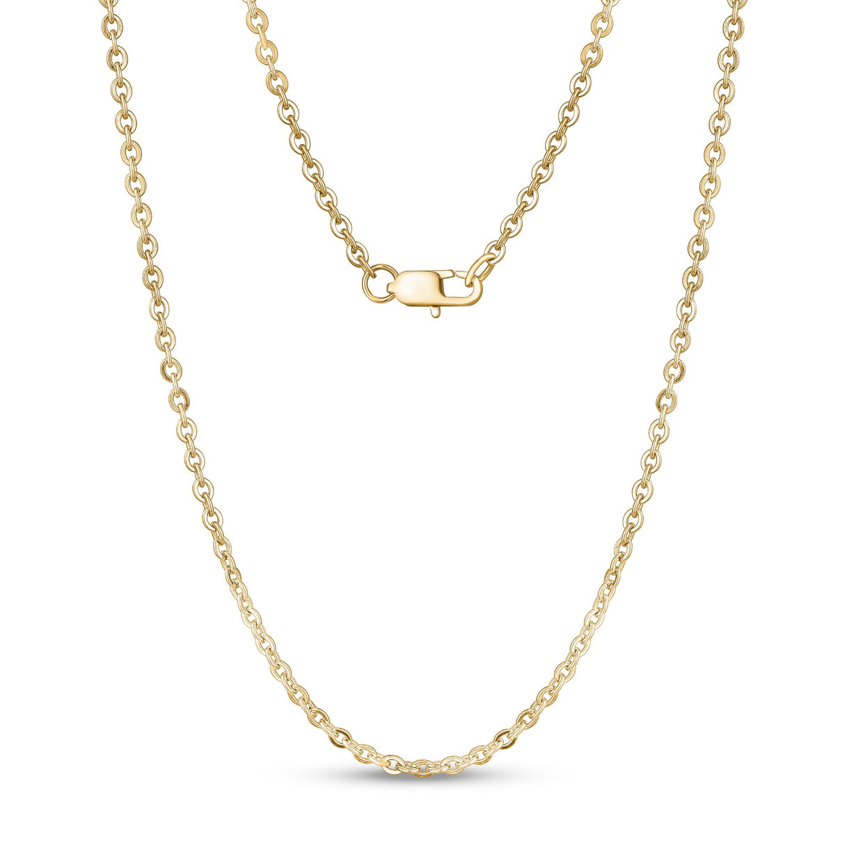 Collares unisex - Collar de cadena de acero dorado de eslabones ovalados de ancla plana de 3 mm
