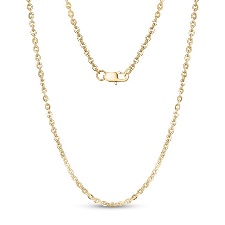 Collares unisex - Collar de cadena de acero dorado de eslabones ovalados de ancla plana de 3 mm