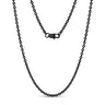 Collares unisex - Collar de cadena de acero negro de eslabones ovalados de ancla plana de 3 mm
