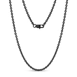 Collares unisex - Collar de cadena de acero negro de eslabones ovalados de ancla plana de 3 mm