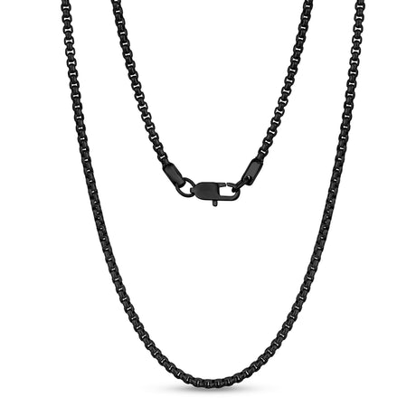 Collares unisex - Collar de cadena de acero negro de eslabones redondos de 3 mm